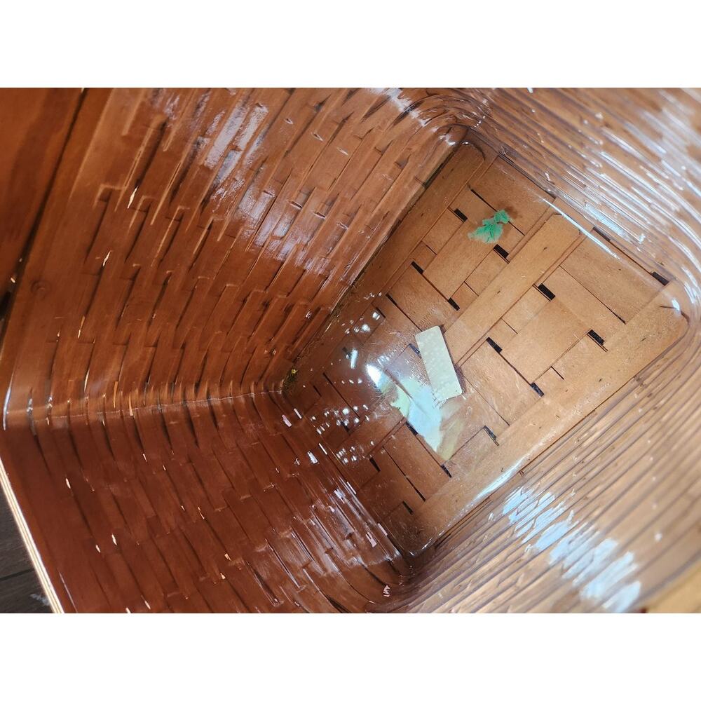 Longaberger Handwoven Picnic Basket 2 Swing Handles Wood Lid 1995 - Picture 6 of 11